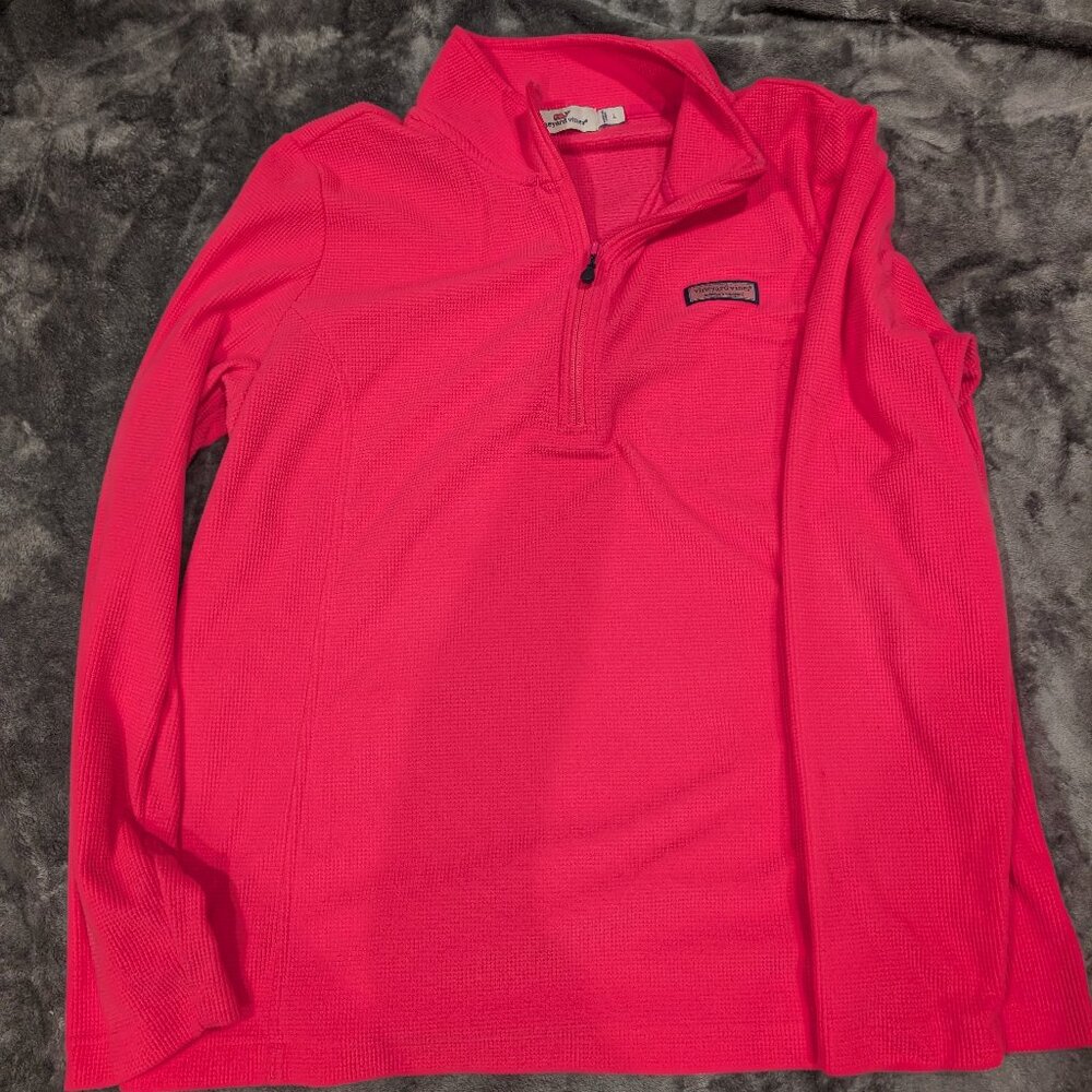 Vineyard Vines hot pink fuchsia chenille quarter zip pullover